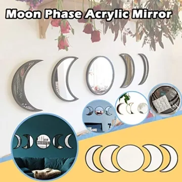 Keweis 5-Piece Moon Phase Mirror Set for Home Decor