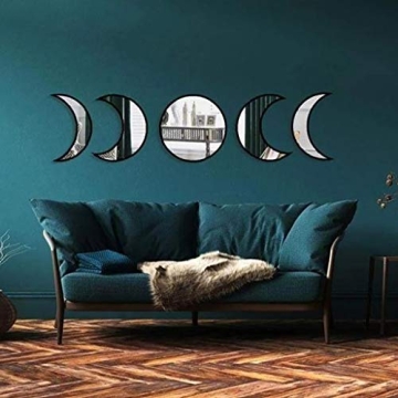 Keweis 5-Piece Moon Phase Mirror Set for Home Decor
