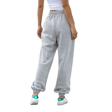 Jogger Women Cinch Bottom Sweatpants Pockets High Waist Sporty Gym Athletic Fit Oversized Pants Lounge Trousers Gray L
