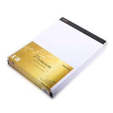 Mintra Office Legal Pads - ((PREMIUM WHITE 6pk, 8.5in x 11in, NARROW RULED)) - Heavyweight Paper, 50...
