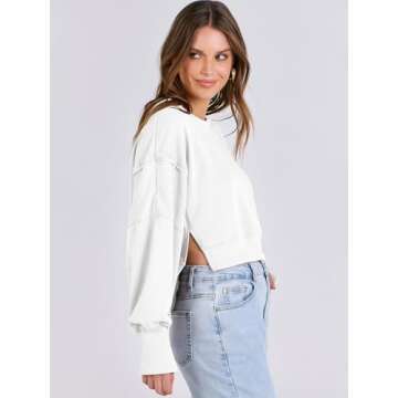 ANRABESS Womens Oversized Cropped Sweatshirt for Fall