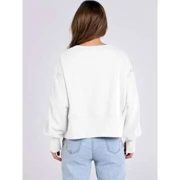 ANRABESS Womens Oversized Cropped Sweatshirt for Fall