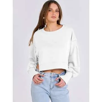 ANRABESS Womens Oversized Cropped Sweatshirt for Fall