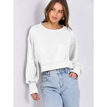 ANRABESS Womens Oversized Cropped Sweatshirt for Fall