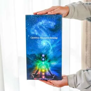 KRISININE 7 Chakra Natural Healing Spheres with LED Wooden Stand 40mm Crystal Quartz Stones for Meditation Positive Energy Night Light Decoration Balls Set for Home