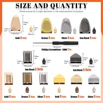 Tanstic 60 Sets 3 Styles 4 Colors Alloy Zipper Stopper with Screws, Zipper Ends Pull Top Stoppers Ta...