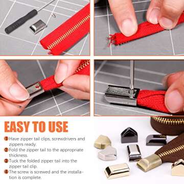 Tanstic Alloy Zipper Stopper Set - 121 Durable Pieces