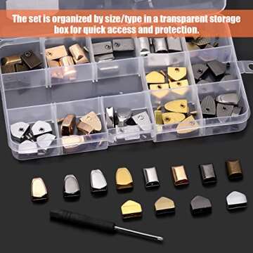 Tanstic Alloy Zipper Stopper Set - 121 Durable Pieces