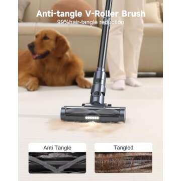 MIUZZY Cordless Vacuum Cleaner, 30Kpa Stick Vacuum with LED Screen, Max 50 Mins Runtime, Anti-Tangle Vacuum Cleaner for Home, Wireless Vacuum for Pet Hair/Carpet/Hard Floor