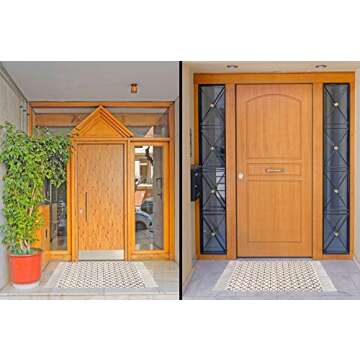 Geometric Diamond Pattern Tassel Rug - 24"x36" Gold Grey & White Door Mat for Kitchen/Bathroom/Front Porch/Entry/Decor - Layered Welcome Doormats - Modern Geometric Entryway Mats (Gold & White)