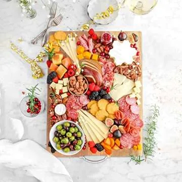 Large Acacia Wood Cutting Board with Handle and Juice Grooves