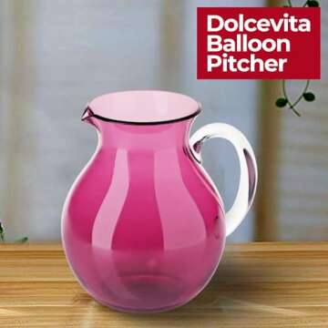 GUZZINI Dolcevita 64oz/2L Balloon Pitcher - Amethyst - Eco-Friendly and Unbreakable