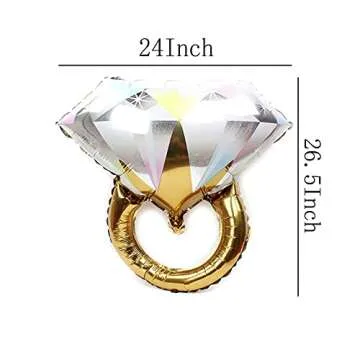 4pcs Diamond Engagement Ring Mylar Balloons, Marriage Engagement and Wedding Bridal Shower Party Sup...