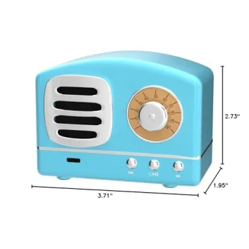 Dosmix Wireless Stereo Retro Speakers, Portable Bluetooth Vintage Speakers with Powerful Sound, Hands-Free Calls, Alexa Support, TF Card, AUX for Kitchen Bedrooms Party Outdoor Android iOS Blue