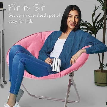 Urban Lifestyle Microsuede Saucer Chair for All Ages in Pink