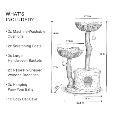 MAU Luxury Cat Tree for Large Cats, Elegant & Sturdy