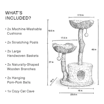MAU Luxury Cat Tree for Large Cats, Elegant & Sturdy