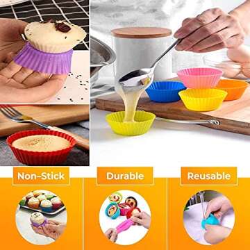 30 Pcs Reusable Silicone Cupcake Liners for Baking