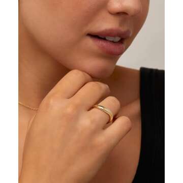 PAVOI 14K Yellow Gold Plated Wavy Stackable Ring for Women | Twisted Wave Band | Delicate Eternity R...