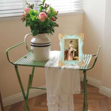 SIKOO Vintage Picture Frame 4x6 Antique Ornate Picture Frame Green Unique Photo Frame, Tabletop and Wall Mount,Wall Decor Art, Photo Gallery(Green)