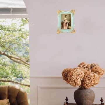 SIKOO Vintage Picture Frame 4x6 Antique Ornate Picture Frame Green Unique Photo Frame, Tabletop and Wall Mount,Wall Decor Art, Photo Gallery(Green)