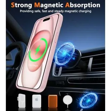 FNTCASE for iPhone 15 Case: for iPhone 14 & iPhone 13 Case | Magnetic Frosted Translucent Slim Shockproof Cell Phone Cover | Military Grade Protection Drop Proof Tough Protective Cases - Pink