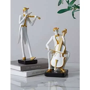 HAUCOZE Music Decor Statue Musician Figurine Oboe Sculpture Piano Gifts Home Arts Polyresin 10inch