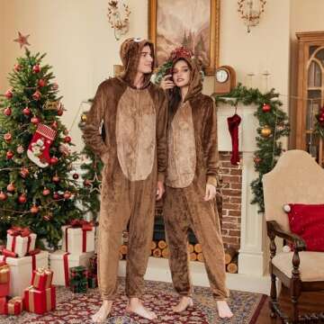 Ekouaer Adult Onesie Animal Halloween Costumes One Piece Pajamas Cosplay Suit Party Wear for Women a...