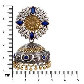 Aheli Tribal Muse Collection Oxidized Jhumki Gift for Indian Women Ethnic Boho Dangle Earrings Fashion Jewelry Blue