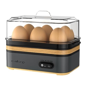 Evoloop Rapid Egg Cooker Electric 6 Eggs Capacity, Soft, Medium, Hard Boiled, Poacher, Omelet Maker ...