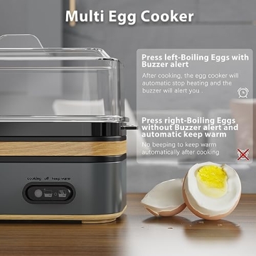 Evoloop Rapid Egg Cooker Electric 6 Eggs Capacity, Soft, Medium, Hard Boiled, Poacher, Omelet Maker Egg Poacher With Auto Shut-Off, BPA Free