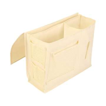 Dependable Industries inc. Essentials 7-Pocket Bedside Caddy Organizer – Multi-Pocket Bed Storage for Remotes, Phone, Glasses, Tissues, and Magazines – Durable, Waterproof, and Easy-to-Install