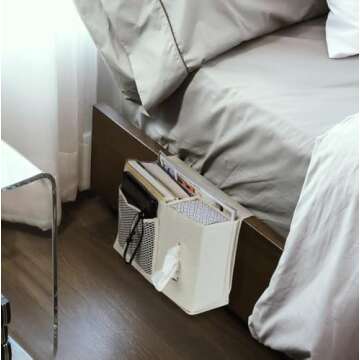Dependable Industries inc. Essentials 7-Pocket Bedside Caddy Organizer – Multi-Pocket Bed Storage for Remotes, Phone, Glasses, Tissues, and Magazines – Durable, Waterproof, and Easy-to-Install