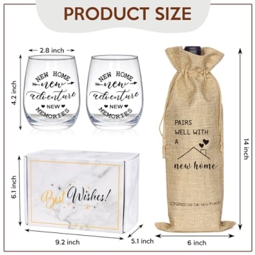 Unique Housewarming Gift: Stemless Wine Glass & Gift Bag