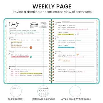 Academic Planner 2024-2025 For Women & Men, Monthly and Weekly Calender Planner, Jul 2024 - Jun 2025, A5 (6.3" x 8.5"), Teacher Planner 2024-2025 with Tabs, Ideal for Office School Supplies-Style1-Aquamarine