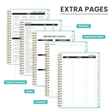 Academic Planner 2024-2025 For Women & Men, Monthly and Weekly Calender Planner, Jul 2024 - Jun 2025, A5 (6.3" x 8.5"), Teacher Planner 2024-2025 with Tabs, Ideal for Office School Supplies-Style1-Aquamarine