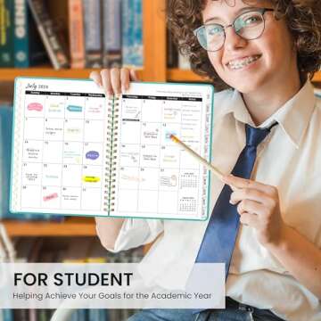 Academic Planner 2024-2025 For Women & Men, Monthly and Weekly Calender Planner, Jul 2024 - Jun 2025, A5 (6.3" x 8.5"), Teacher Planner 2024-2025 with Tabs, Ideal for Office School Supplies-Style1-Aquamarine