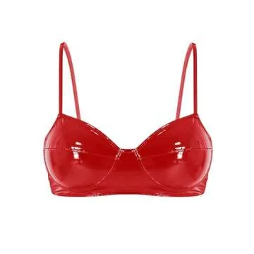 Trendy ACSUSS Women's PU Leather Bra Top for Clubwear