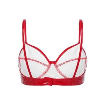 Trendy ACSUSS Women's PU Leather Bra Top for Clubwear