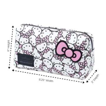 Impressions Vanity Hello Kitty Cosmetic Pouch with Waterproof Faux Leather, Zippered Bag For Travel ...