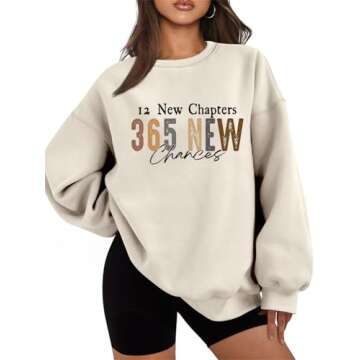 GVABRLN Happy New Years Sweatshirt Women New Chapters 365 New Chances Fleece Pullover