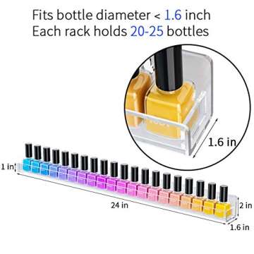 NIUBEE 24'' Nail Polish Wall Rack - Anti-slip Organizer