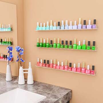 NIUBEE 24'' Nail Polish Wall Rack - Anti-slip Organizer