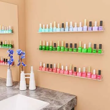 NIUBEE 24'' Nail Polish Wall Rack - Anti-slip Organizer
