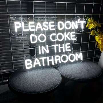 Neon Sign Please Dont Do Coke in The Bathroom-LED Adjustable Brightness Flex Light Signs Indoor Bedroom Wall Decor Neon Signs Bar Christmas Party Wedding Girl Boy Living Room (50×31.8 CM,White)