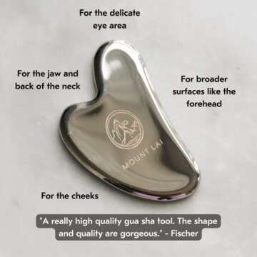 Mount Lai Stainless Steel Gua Sha Facial Tools, Facial Sculptor Skin Care Guasha Tool for Face and Body, Self Care Face Massager to Relieve Muscle Tension and Reduce Puffiness
