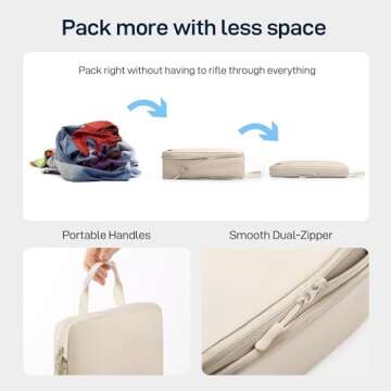 EPICKA 6 Set Ultra-Lightweight Compression Packing Cubes - Water Resistant Durable Travel Organizers with Toiletries Bag, Expandable Travel Accessories for Carry on Luggage, Suitcase (Beige)