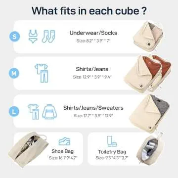 EPICKA 6 Set Ultra-Lightweight Compression Packing Cubes - Water Resistant Durable Travel Organizers with Toiletries Bag, Expandable Travel Accessories for Carry on Luggage, Suitcase (Beige)