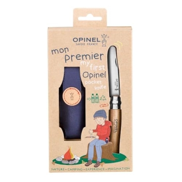 Opinel My First No.7 Box Set with Sheath - Stainless Steel Children’s Folding Pocket Knife with Safety Rounded Tip