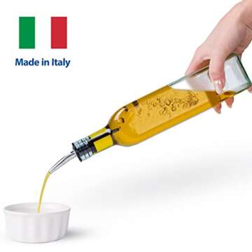 EHOMEA2Z Italian Glass Olive Oil Dispenser Bottle - 16 Oz, Oil and Vinegar Cruet with Stainless Steel Spout for Kitchen, Slight Green Tint (1, 473ml)
